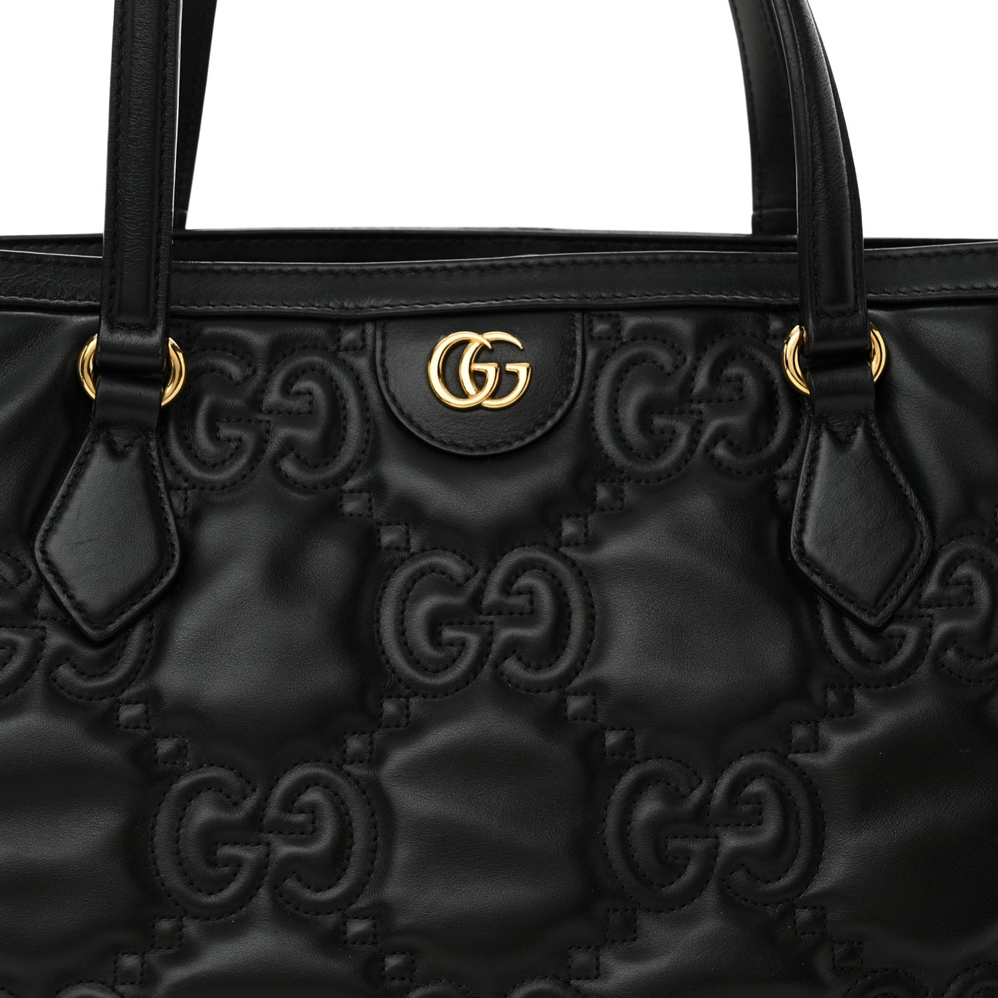 Calfskin GG Matelasse Medium Ophidia Shopping Tote Black