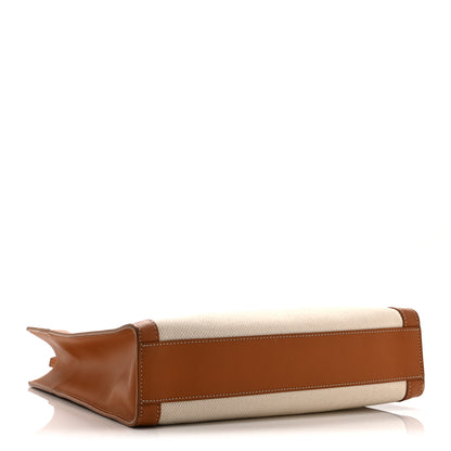 Celine Canvas Calfskin Small Vertical Cabas Natural Tan 4 of 10