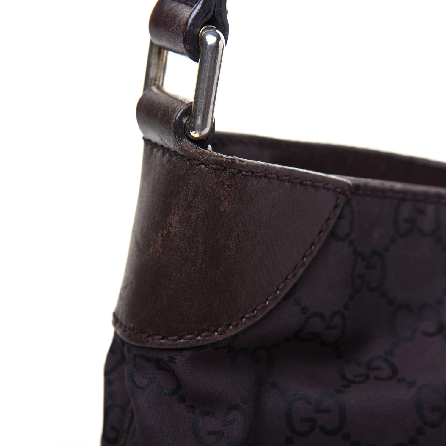 Gucci Nylon Monogram Signature Hobo Shoulder Bag Dark Brown 17 of 24