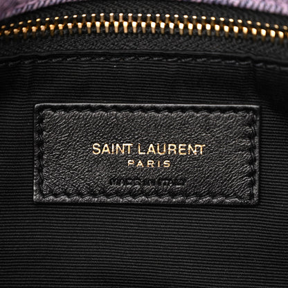 Saint Laurent Denim Quilted Small Loulou Puffer Monogram Chain Satchel Bleached Lilac 6 of 10