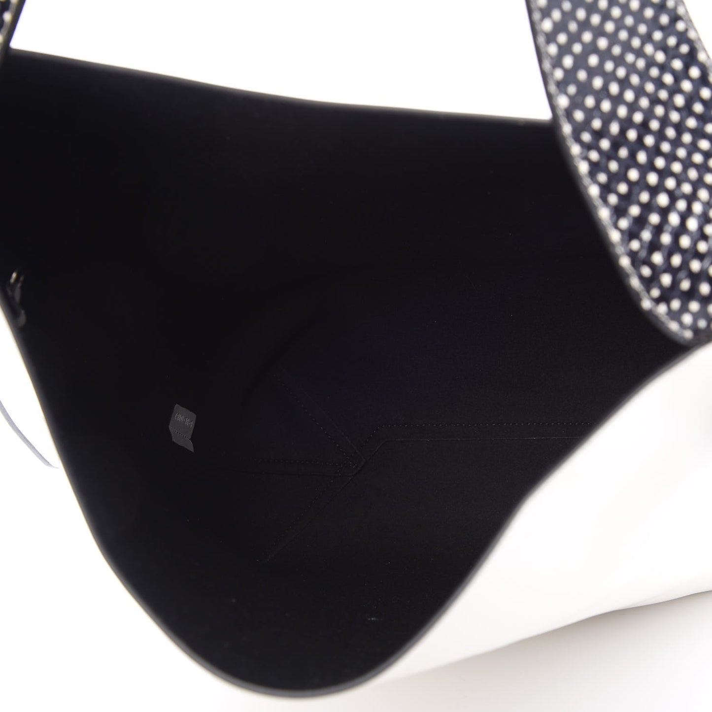 Shiny Smooth Calfskin Small Twisted Cabas White Black