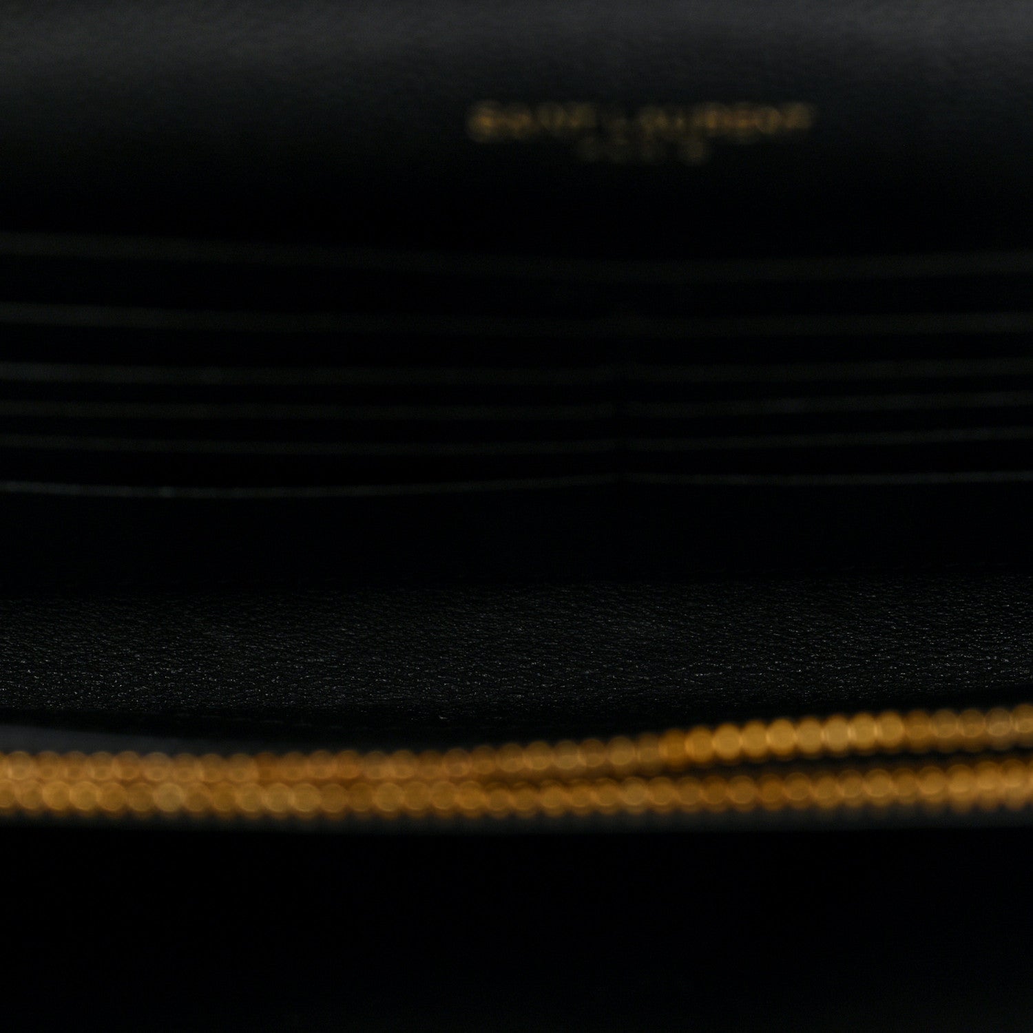 Saint Laurent Grain De Poudre Matelasse Chevron Monogram Chain Wallet Black 5 of 9