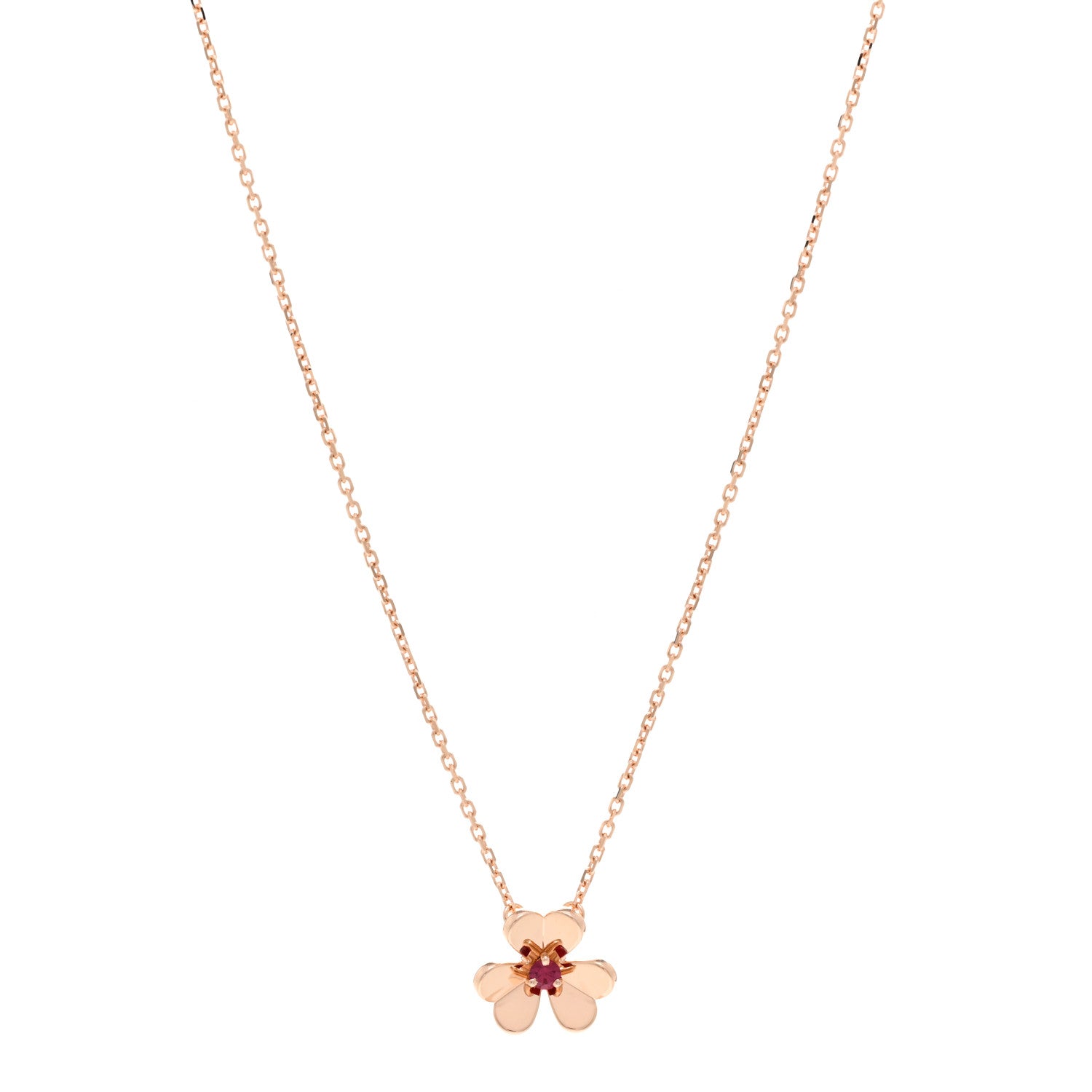 Van Cleef & Arpels 18K Rose Gold Ruby Mini Frivole Pendant Necklace 1 of 6