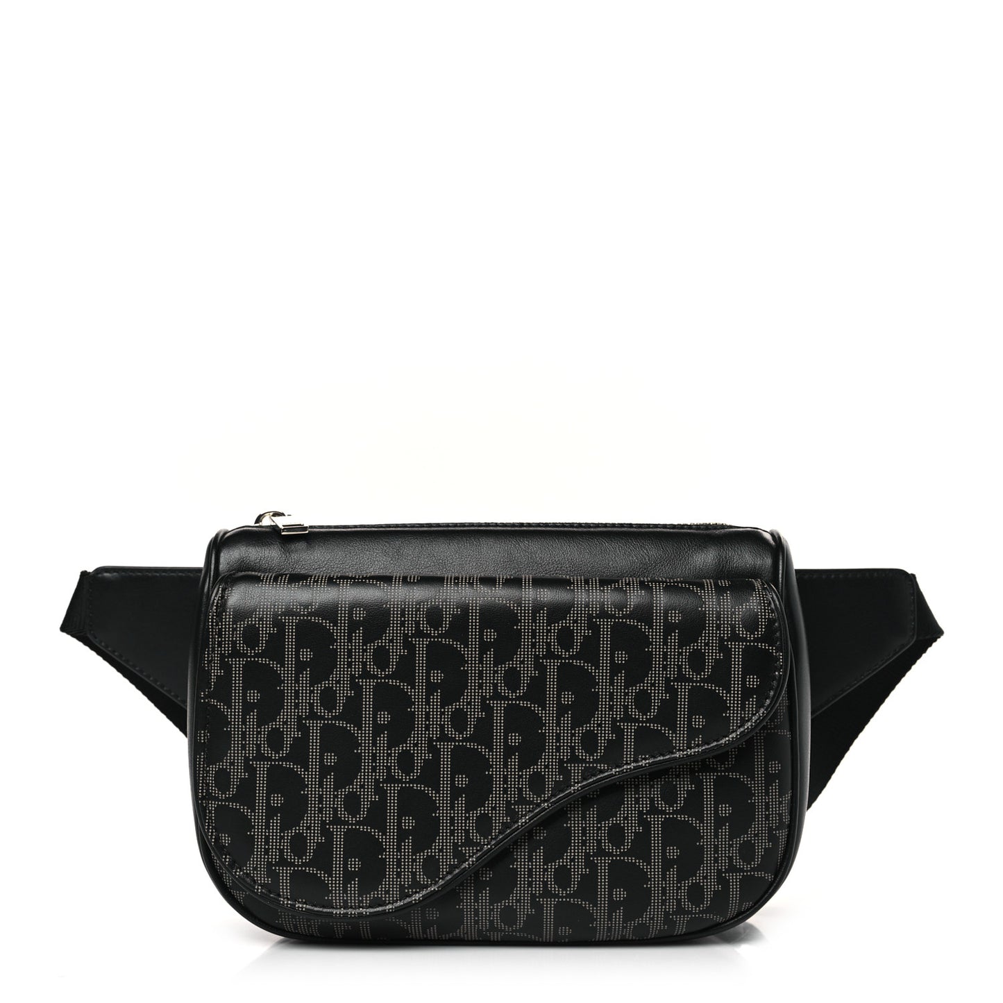 Galaxy Calfskin Oblique World Tour Saddle Belt Bag Black