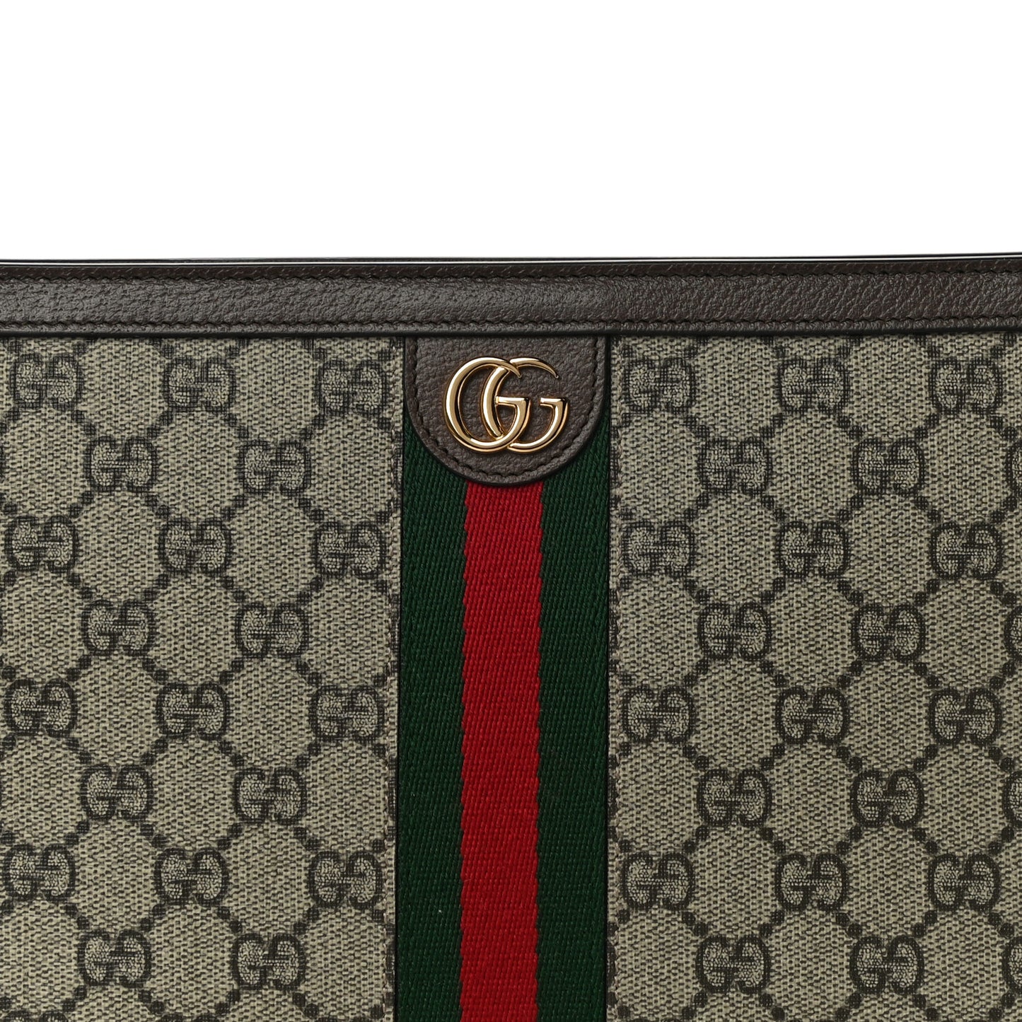 GG Supreme Monogram Web Ophidia Pouch Brown