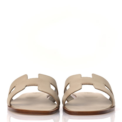 Hermes Box Calfskin Oran Sandals 39.5 Beige Lin 3 of 10