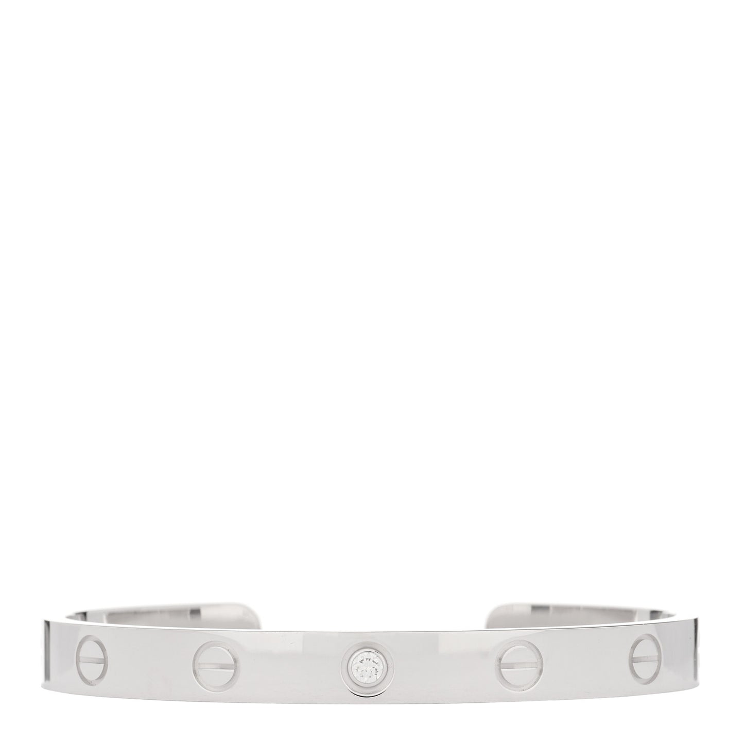18K White Gold 1 Diamond LOVE Cuff Bracelet 16