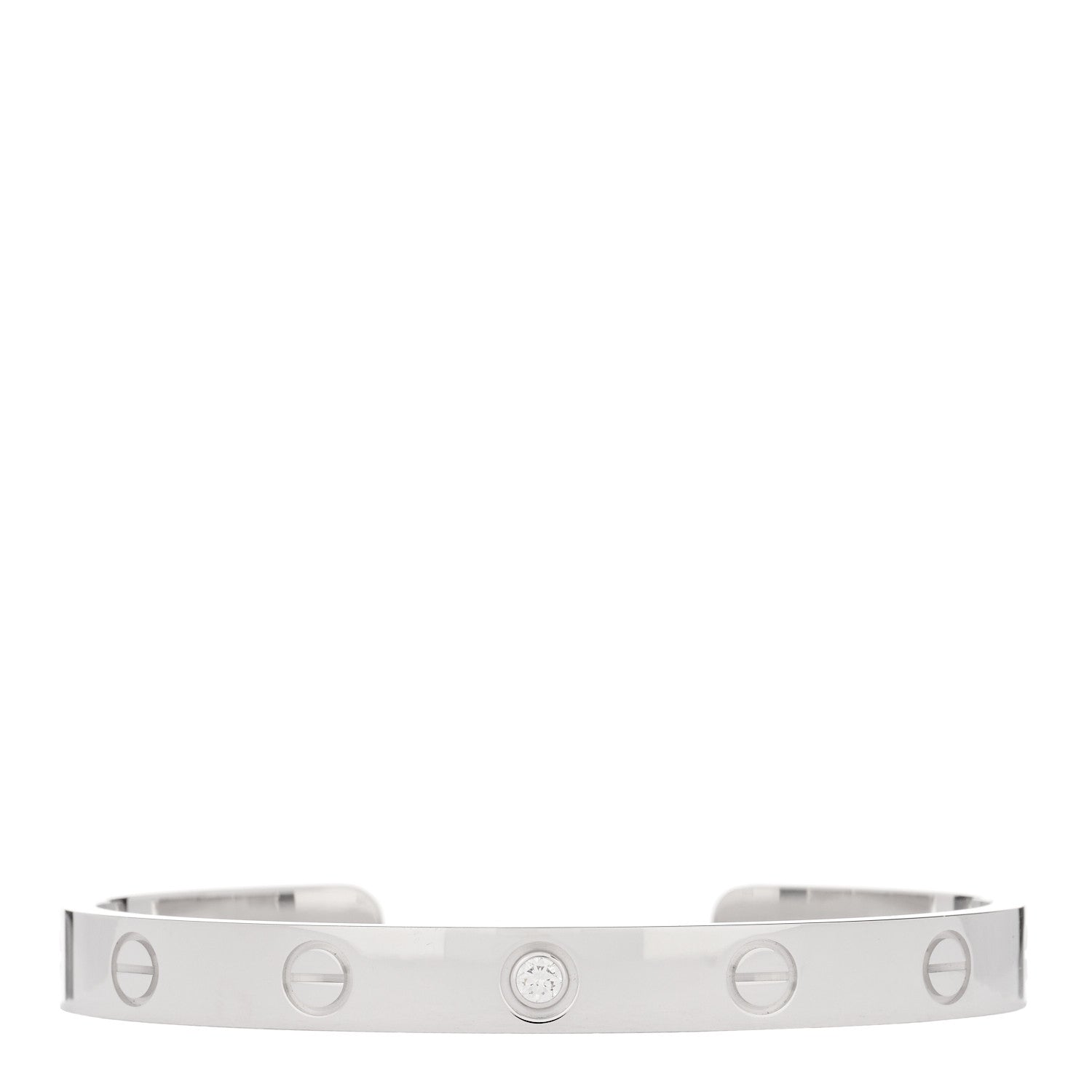 Cartier 18K White Gold 1 Diamond LOVE Cuff Bracelet 16 1 of 4