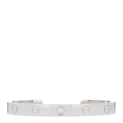 Cartier 18K White Gold 1 Diamond LOVE Cuff Bracelet 16 1 of 4