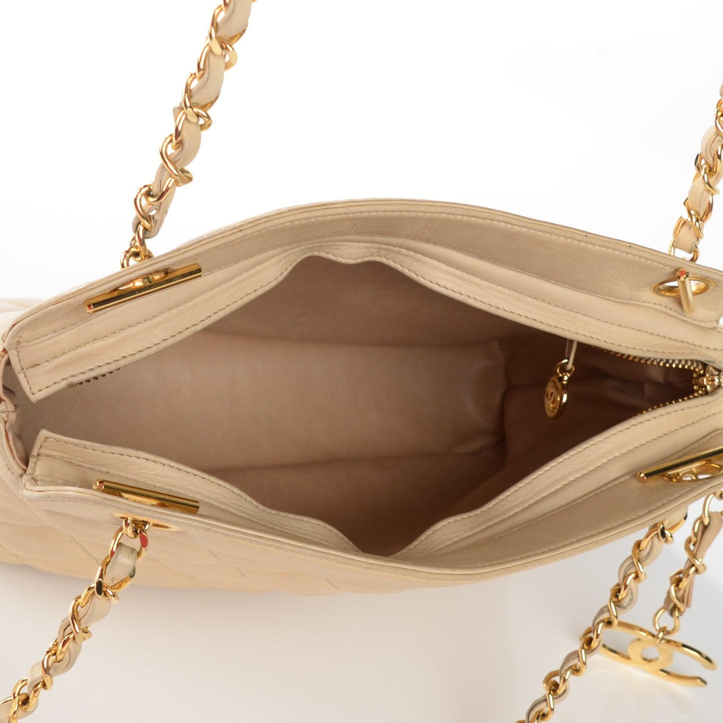 Lambskin Quilted Tote Beige