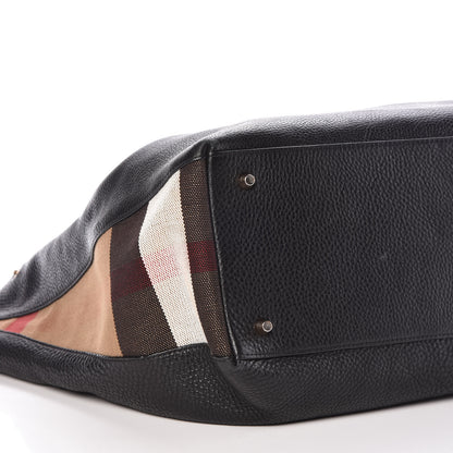 Burberry Grainy Calfskin House Check Medium Maidstone Black 7 of 8