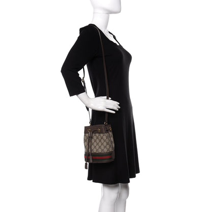 Gucci GG Supreme Monogram Web Mini Ophidia Bucket Bag Brown 2 of 10