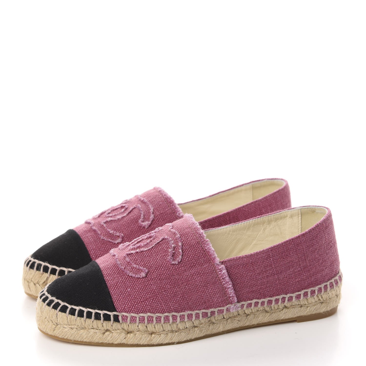 Chanel Linen CC Espadrilles 36 Pink Black 3 of 12