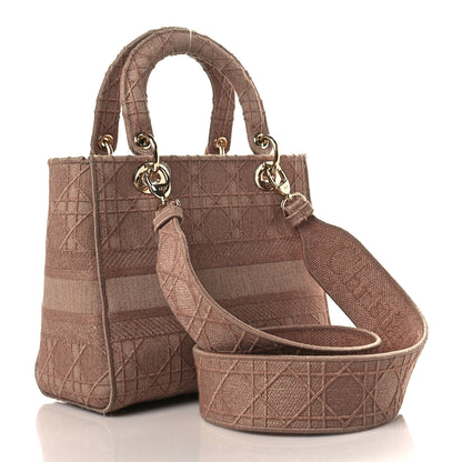 Christian Dior Canvas Embroidered Cannage Medium Lady D-Lite Pink 3 of 10