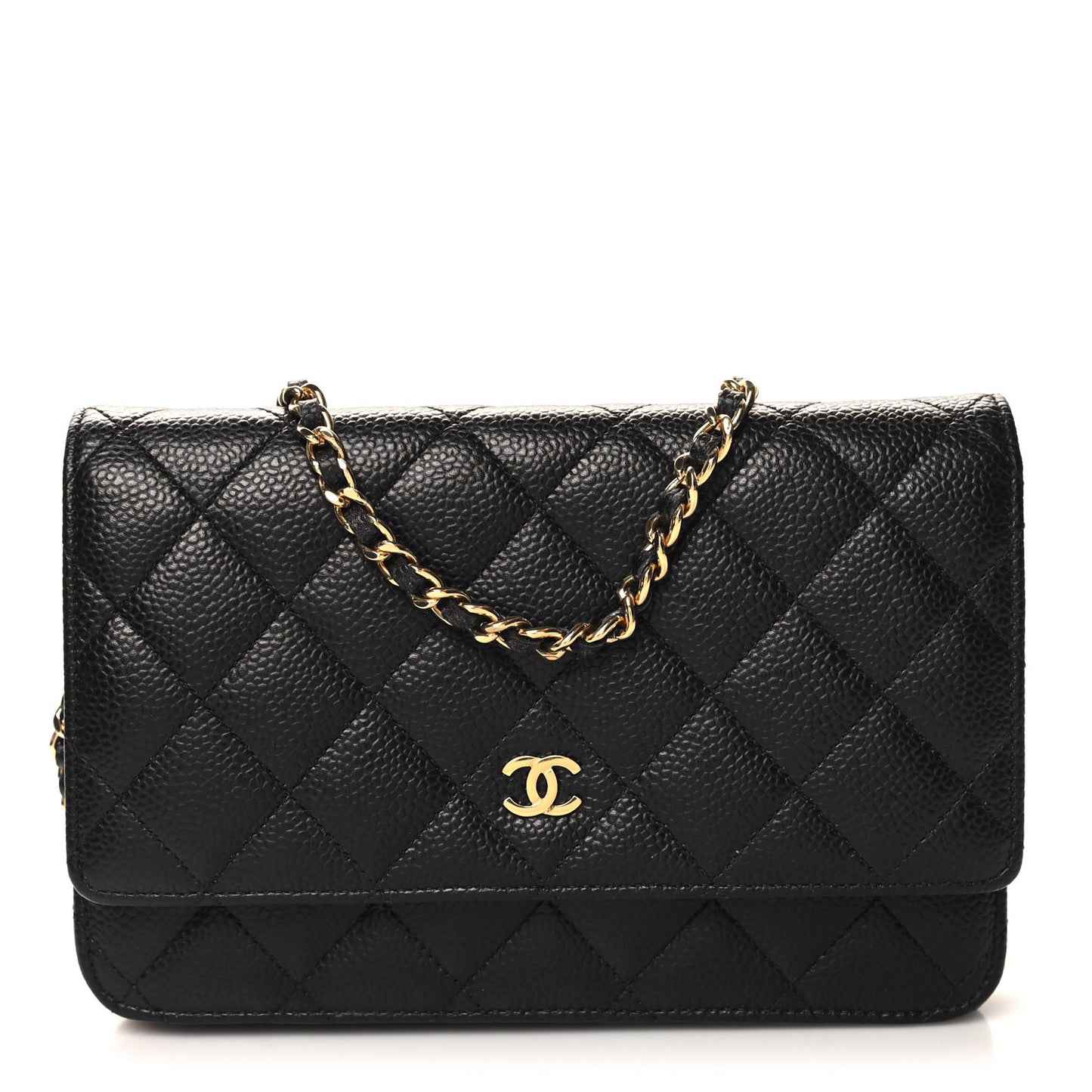 Caviar Quilted Wallet on Chain WOC Black