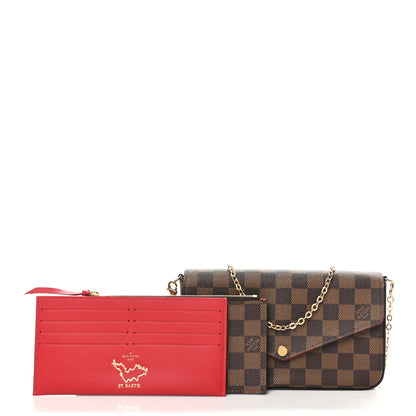 Louis Vuitton Damier Ebene Pochette Felicie Chain Wallet 3 of 11