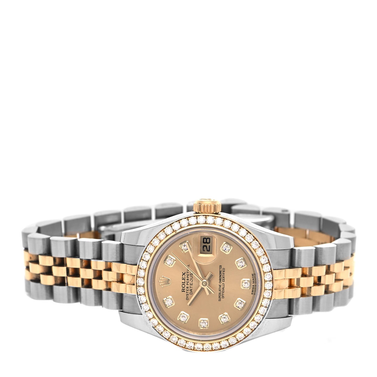 Stainless Steel 18K Yellow Gold Diamond 26mm Oyster Perpetual Datejust Watch Champagne 179383