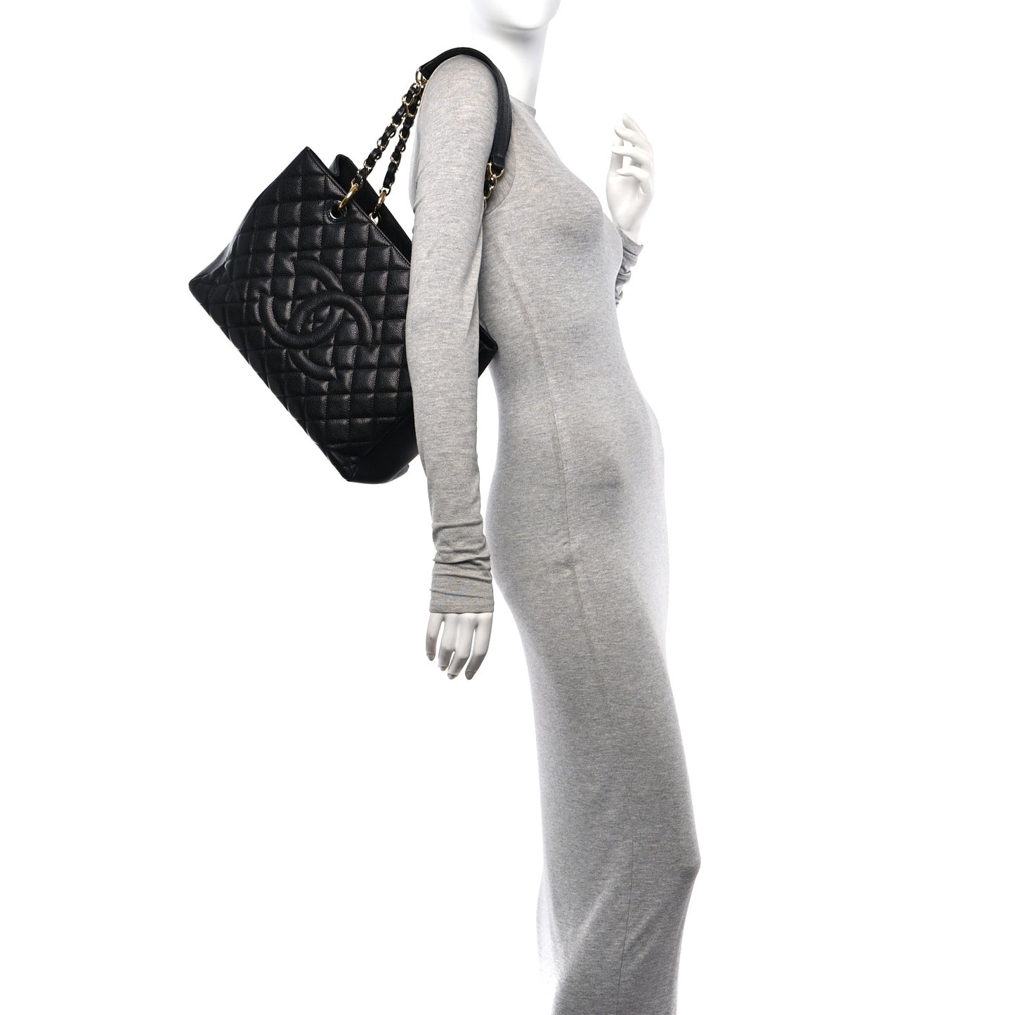 Caviar Quilted Grand Shopping Tote GST Black