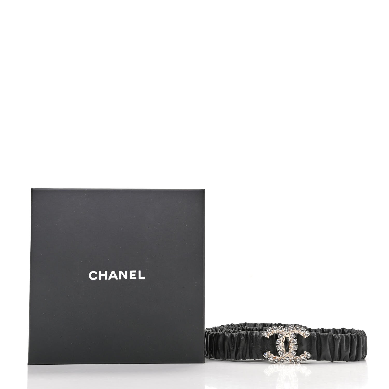 Chanel Calfskin Strass Ruched Rope CC Belt 85 34 Black 6 of 6