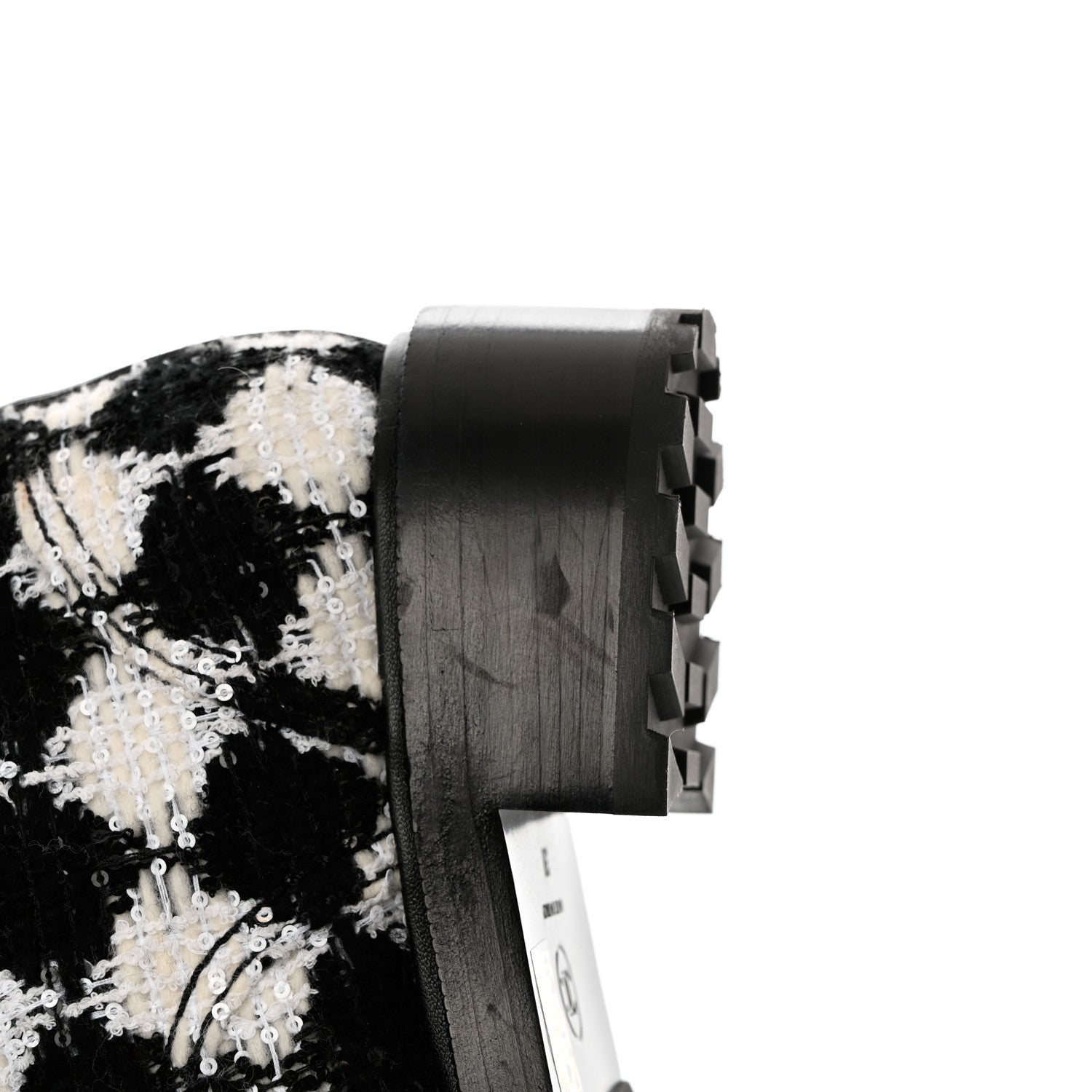Chanel Tweed Grosgrain Pearl Combat Short Boots 38 White Black 10 of 10