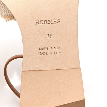 Hermes Linen Canvas Fringed Santorini Sandals 36 Beige 7 of 9