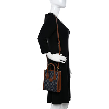 Gucci New Denim GG Monogram Dollar Calfskin Mini Retro Interlocking G Tote Bag Blue Tea Cuir Epilog 2 of 10