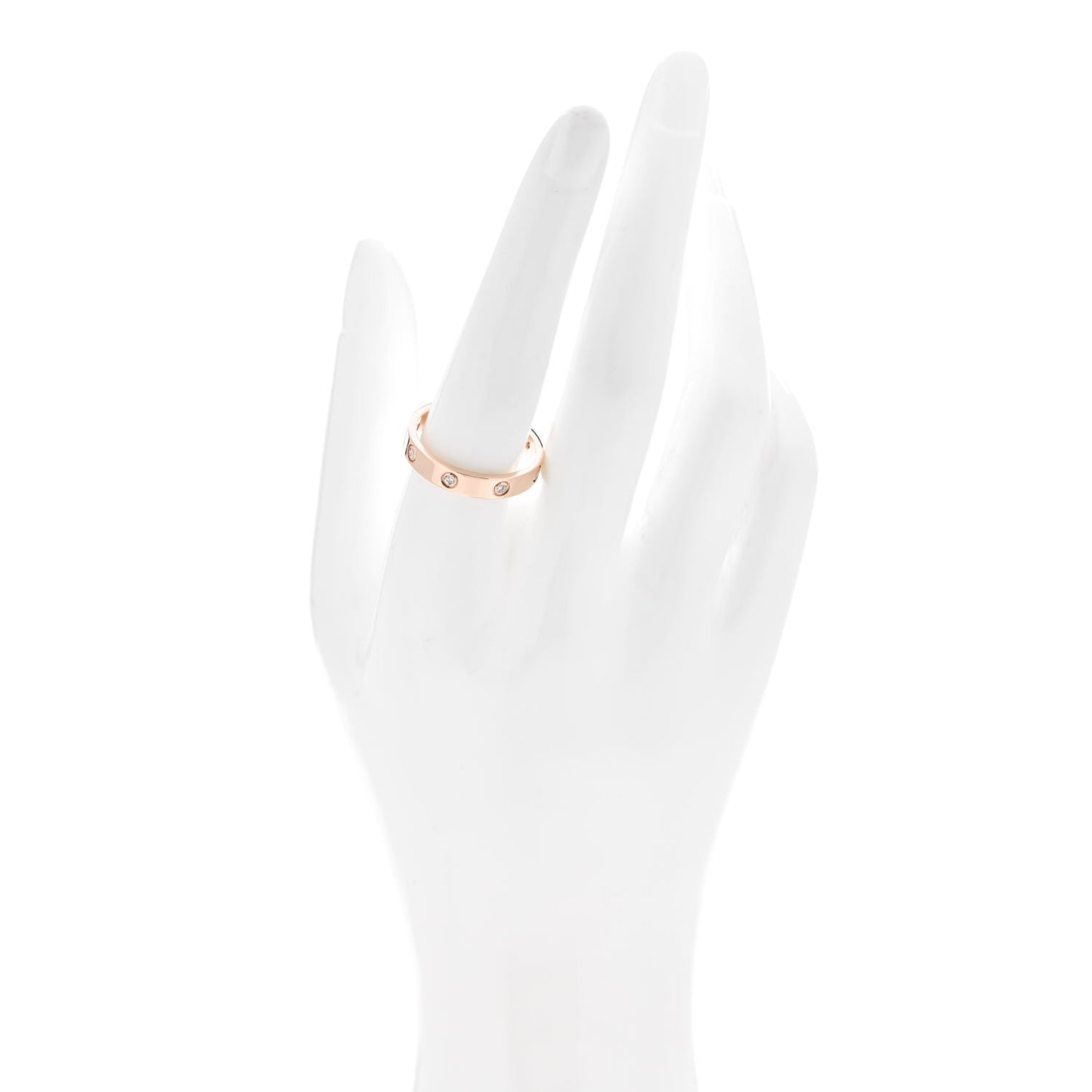 18K Pink Gold 8 Diamond 4mm LOVE Wedding Band Ring 60 9