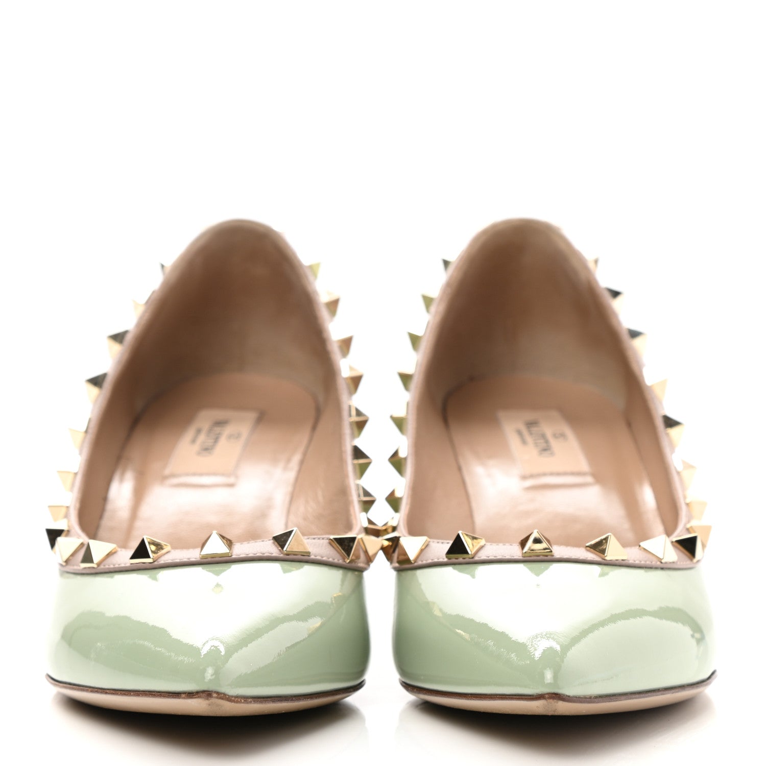 Valentino Garavani Patent Rockstud 70mm Wedges 37 Water Green Poudre 2 of 11