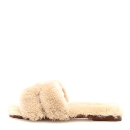 Hermes Woolskin Oran Sandals 38.5 Beige Argile 1 of 8