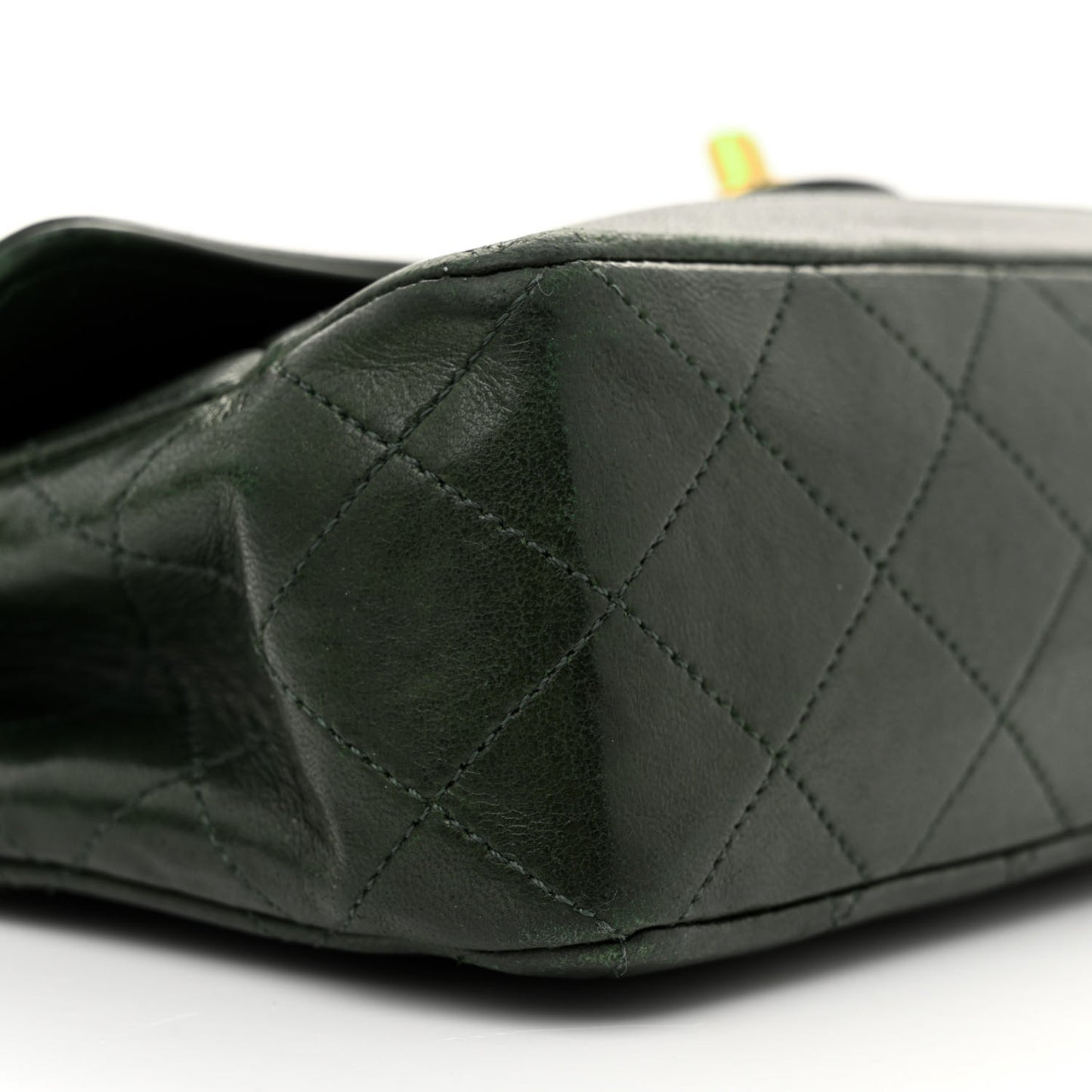 Lambskin Quilted Small Single Flap With Pouch Green