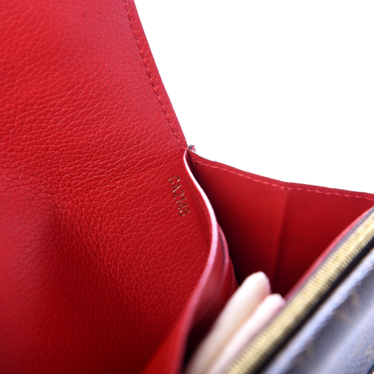 Calfskin Double V Wallet Rubis