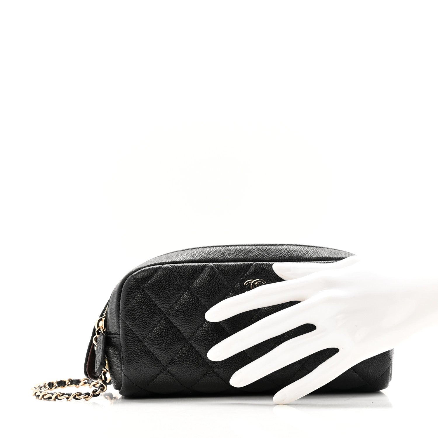 Chanel Caviar Quilted Toiletry Case With Chain Black 2 of 8