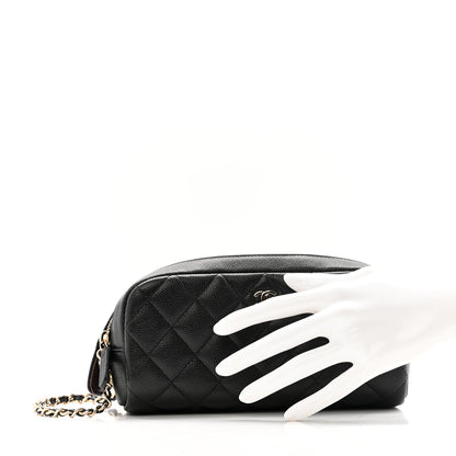 Chanel Caviar Quilted Toiletry Case With Chain Black 2 of 8