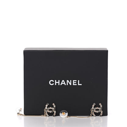 Chanel Crystal CC Drop Earrings Pink Grey Gold 4 of 4
