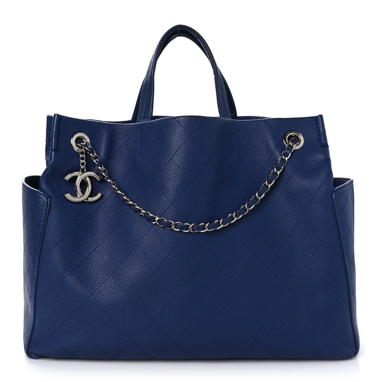 Chanel Grained Calfskin CC Pocket Tote Navy Blue 1 of 11