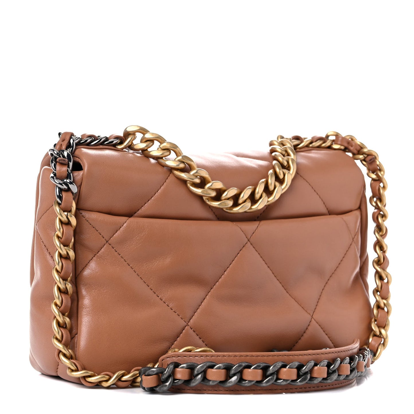 Lambskin Quilted Medium Chanel 19 Flap Brown