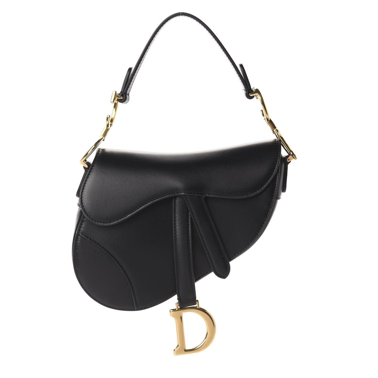 Calfskin Mini Saddle Bag Black