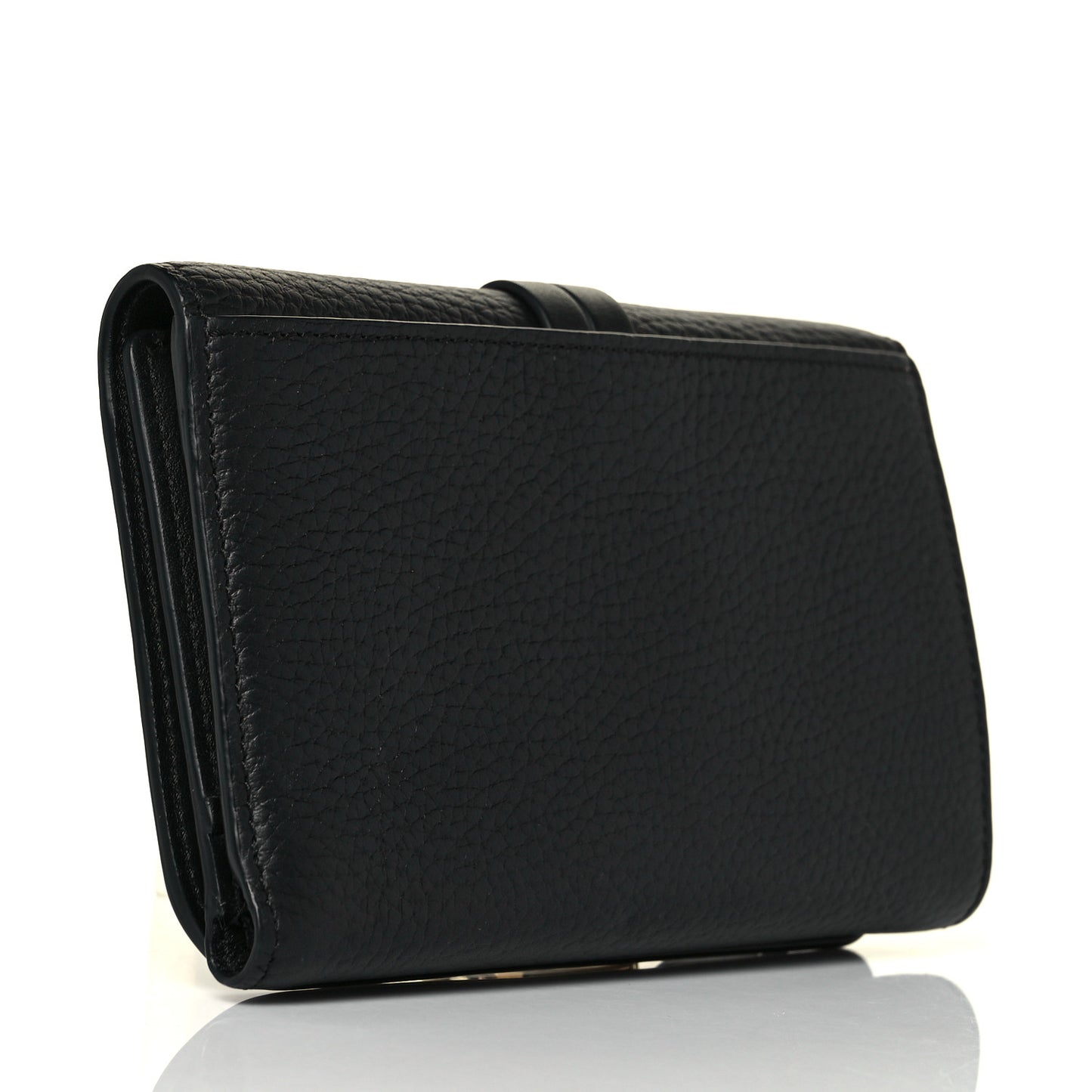 Grained Calfskin Alphabet Compact Wallet Black