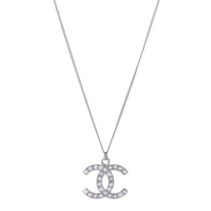 Chanel Baguette Crystal CC Necklace Silver 1 of 5