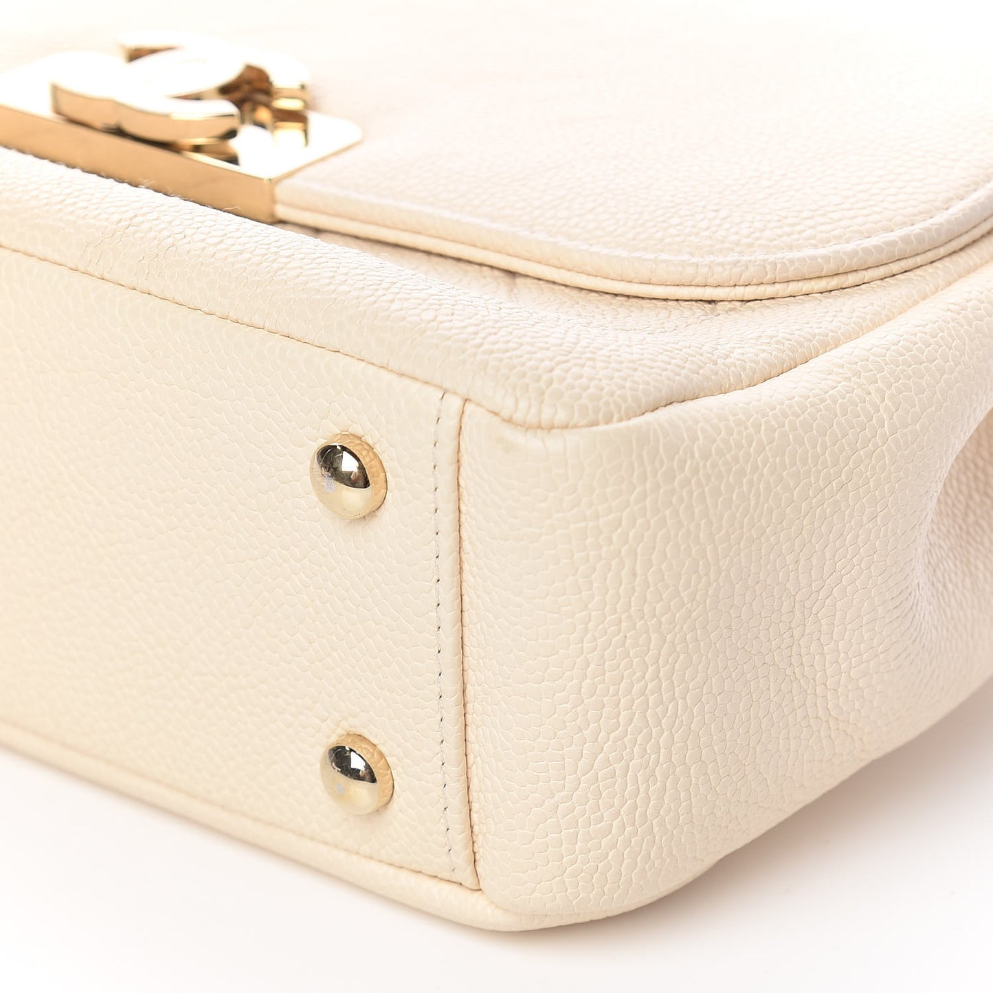 Caviar Quilted Small Flap Ivory