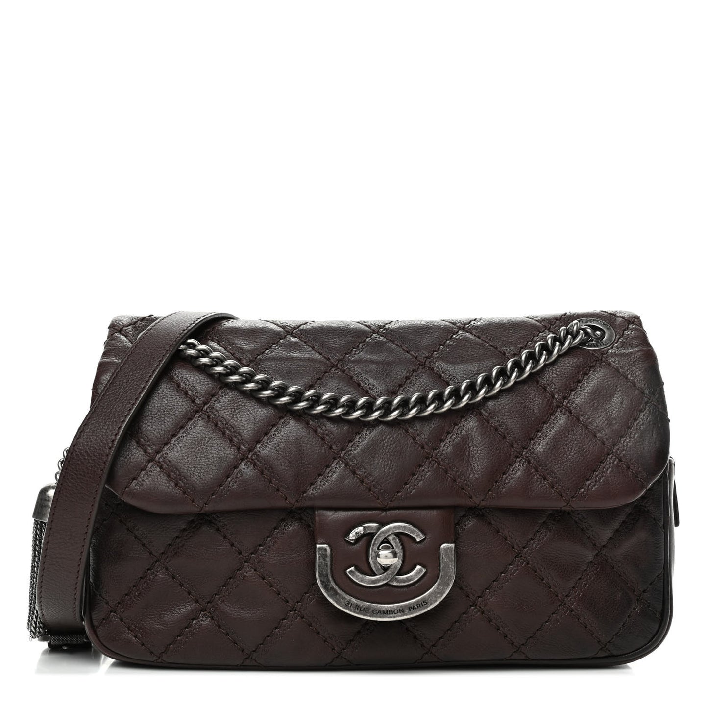 Calfskin Quilted Medium Coco Sporran Flap Brown