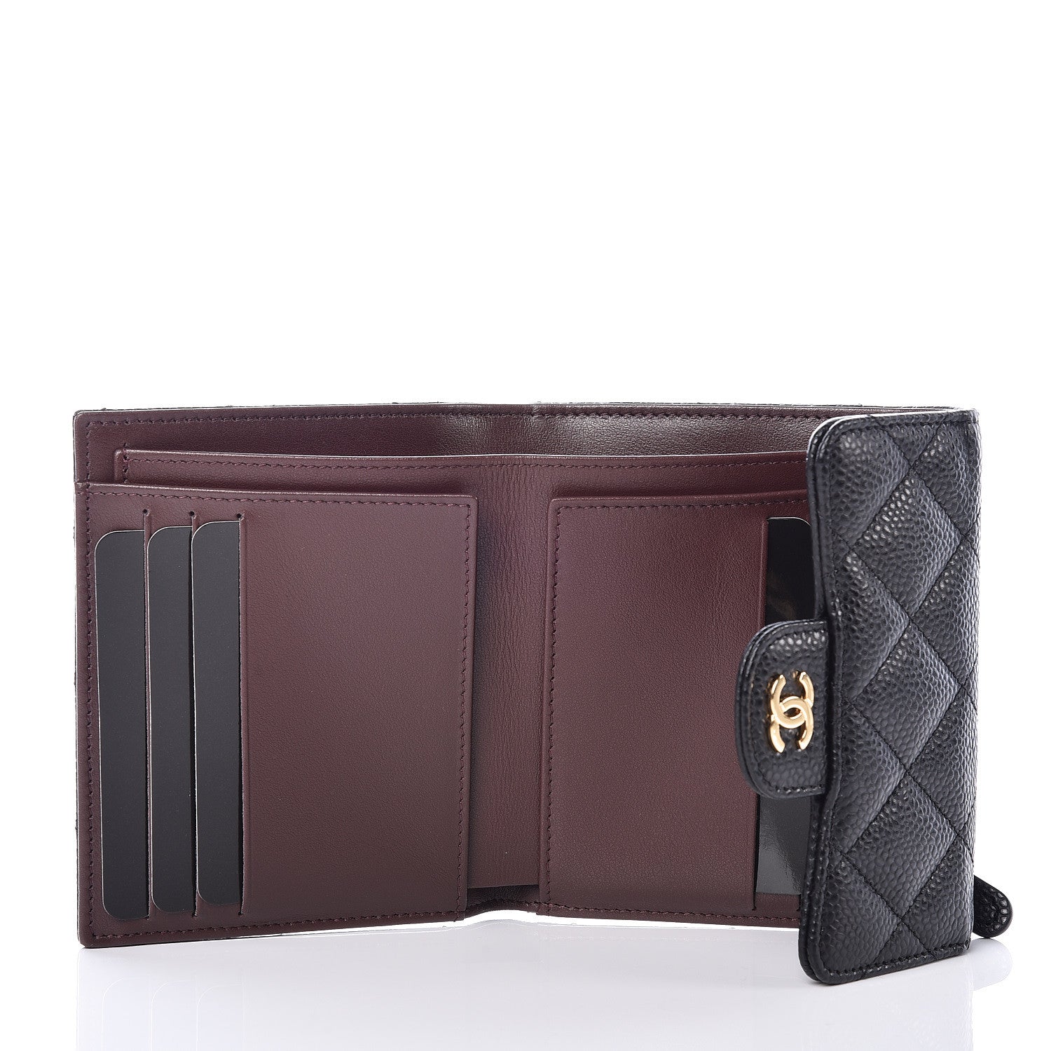 Chanel Caviar Quilted Compact Flap Wallet Black 5 of 9