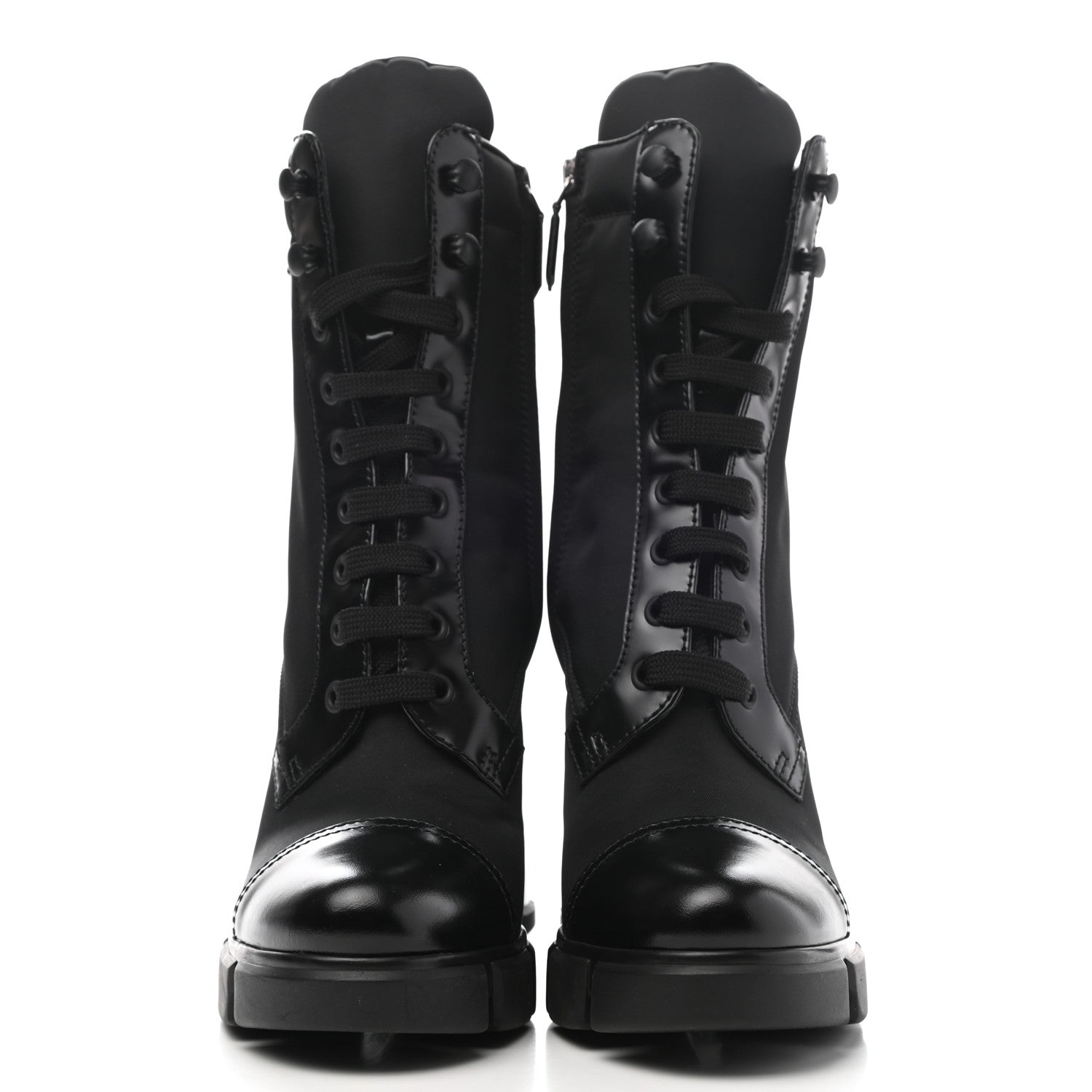 Prada Spazzolato Re-Nylon Metal Triangle Logo 110mm Ankle Boots 37.5 Black 2 of 11