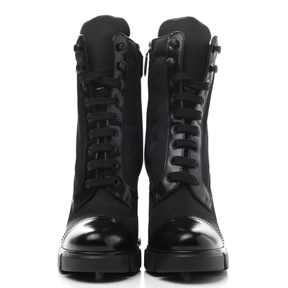 Prada Spazzolato Re-Nylon Metal Triangle Logo 110mm Ankle Boots 37.5 Black 2 of 11