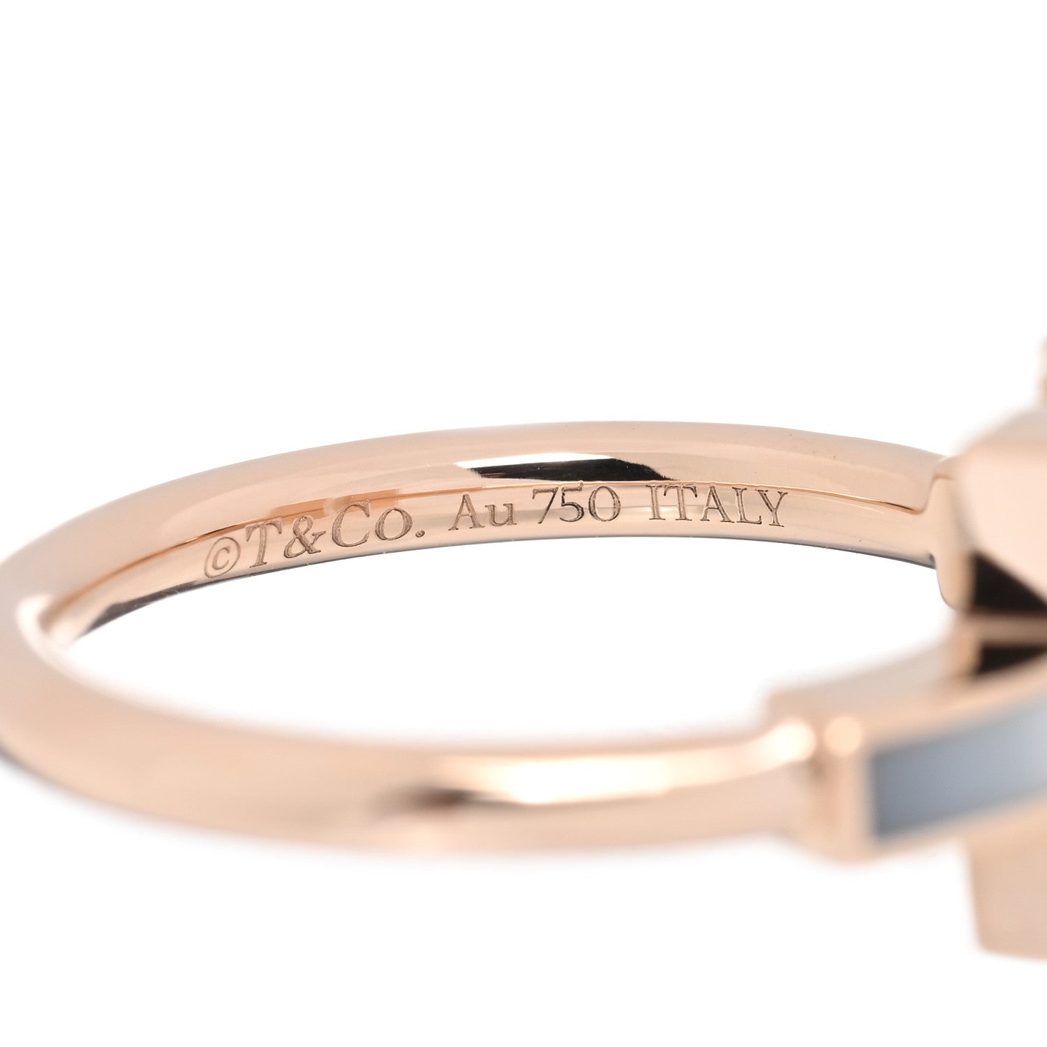 Tiffany 18K Rose Gold Mother of Pearl T Wire Ring 48 4.5 4 of 5