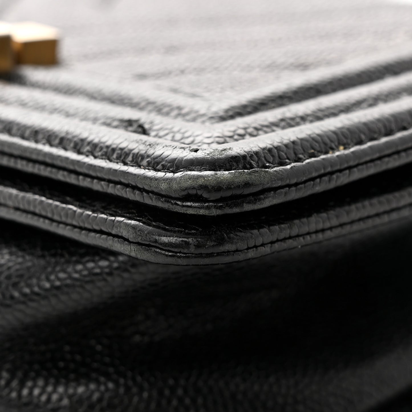 Caviar Chevron Quilted Small Boy Flap Black