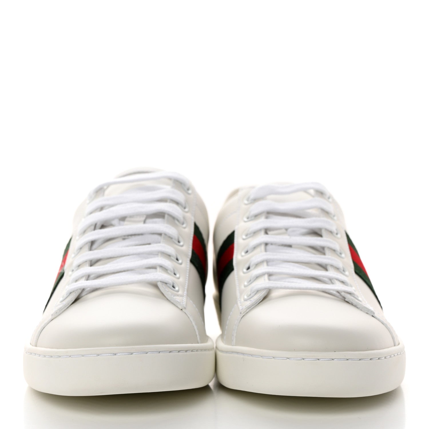 Gucci Calfskin Crocodile Web Womens Ace Sneakers 40 White Green 2 of 9