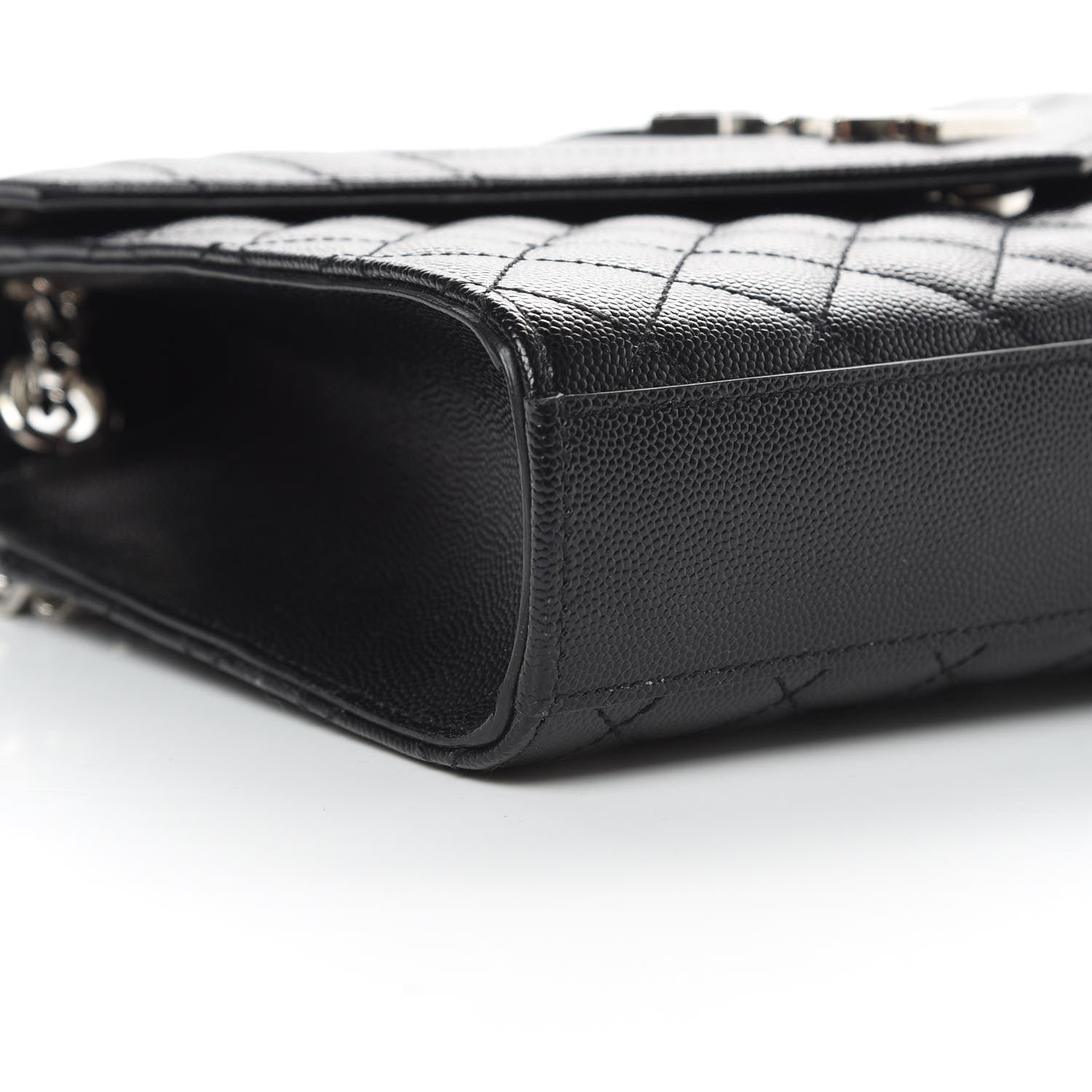Saint Laurent Grain De Poudre Textured Mixed Matelasse Triquilt Medium Monogram Satchel Black 10 of 12