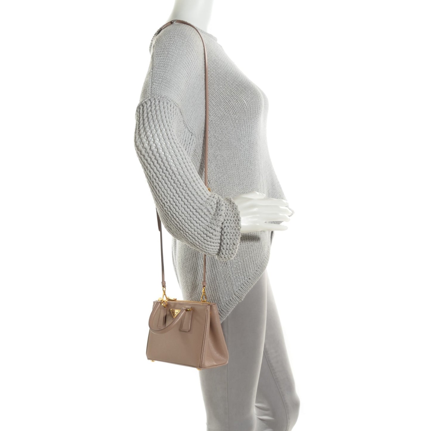 Saffiano Micro Galleria Double Zip Tote Cammeo