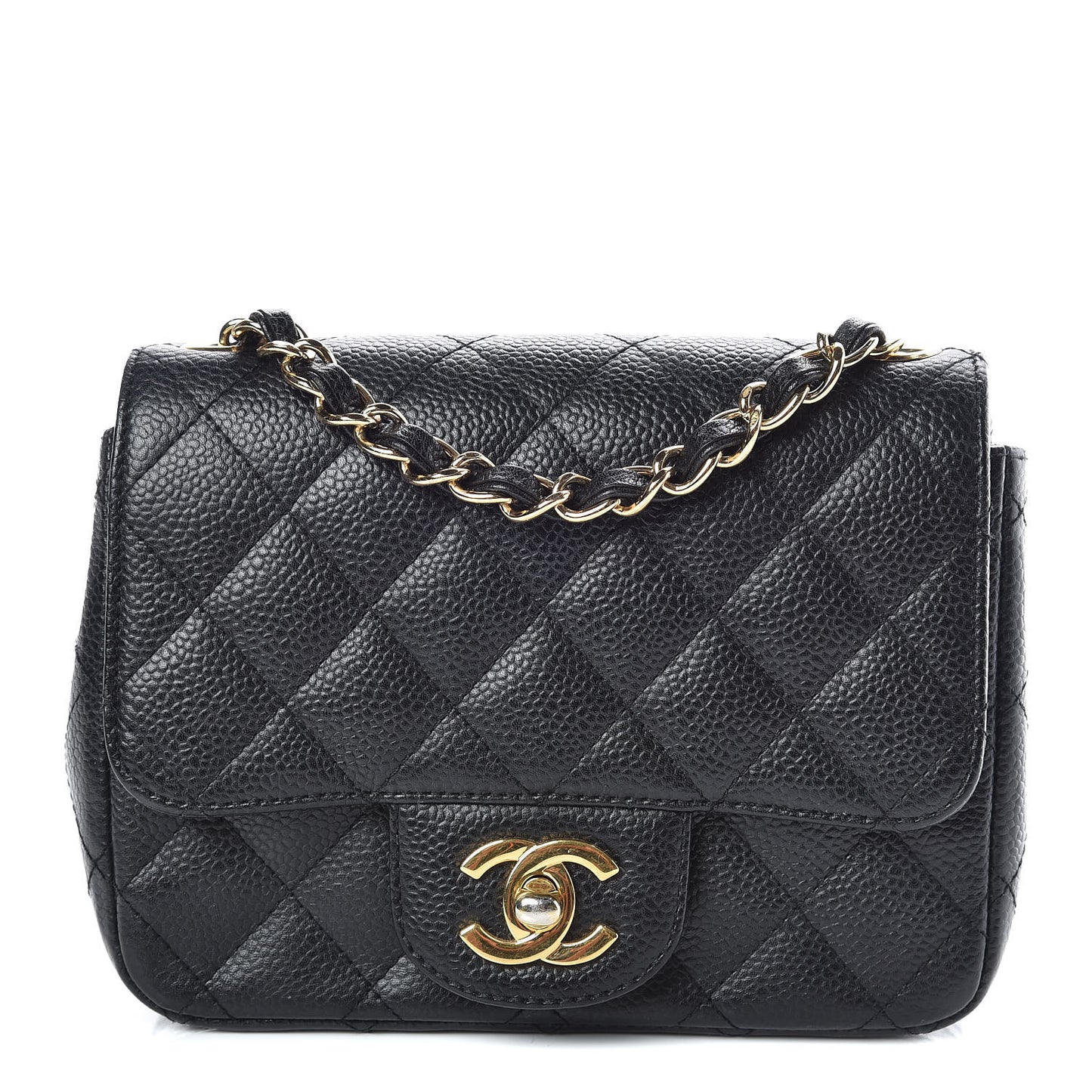 Caviar Quilted Mini Square Flap Black